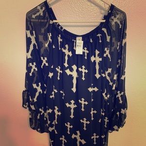Cavender's black dress with cross pattern